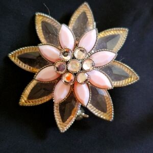 Carolee Vintage Pink and Gold Tone Floral Brooch